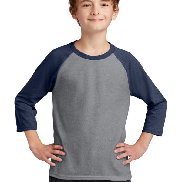 (pc55yrs) Youth Core Blend 3/4 Sleeve Raglan Tee Thumbnail